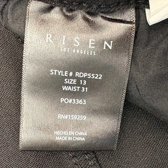 Risen Jeans Vintage Black Wash High Rise Wide Leg Distressed Stretch Denim 13/31 - Picture 6 of 10